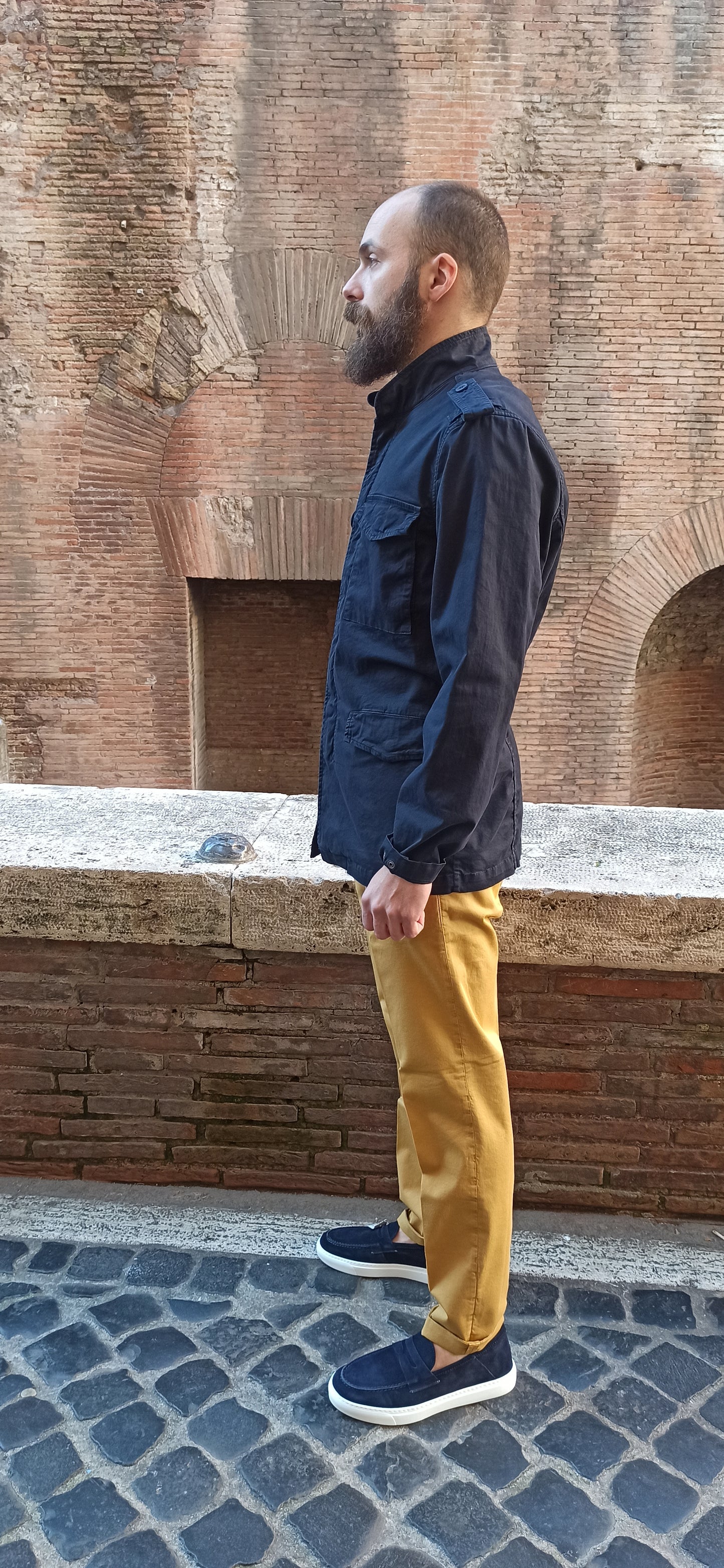 Field Jaket cotone stone wash Blu