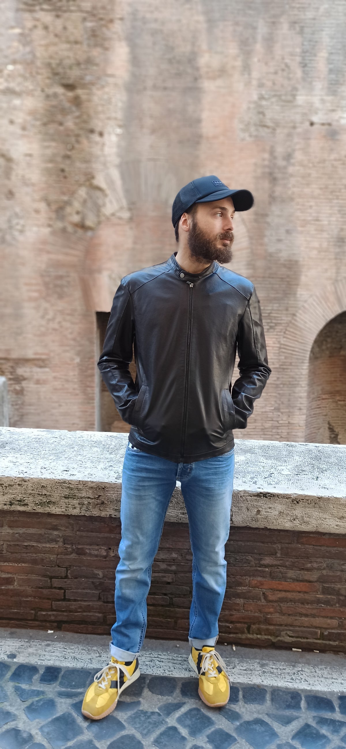 Giubbotto mod.byker pelle nera