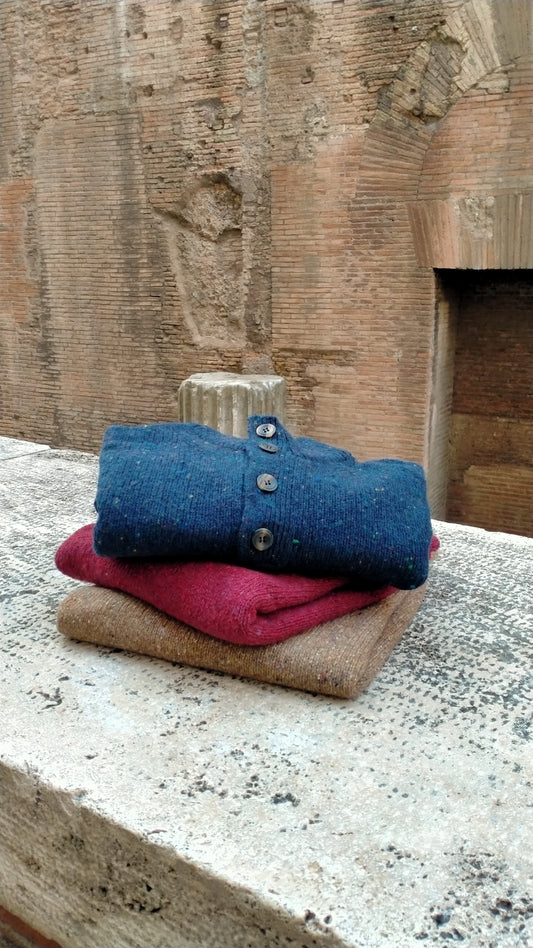 Pullover lupetto Donegal con bottoni Angelo Cenci