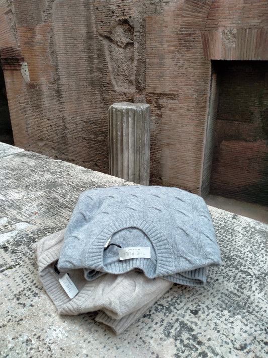 Pullover a treccia pura lana